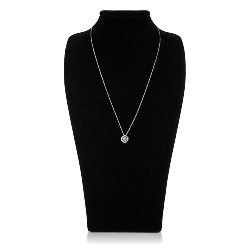Delicate hexagonal necklace pendant with a crystal at the centre