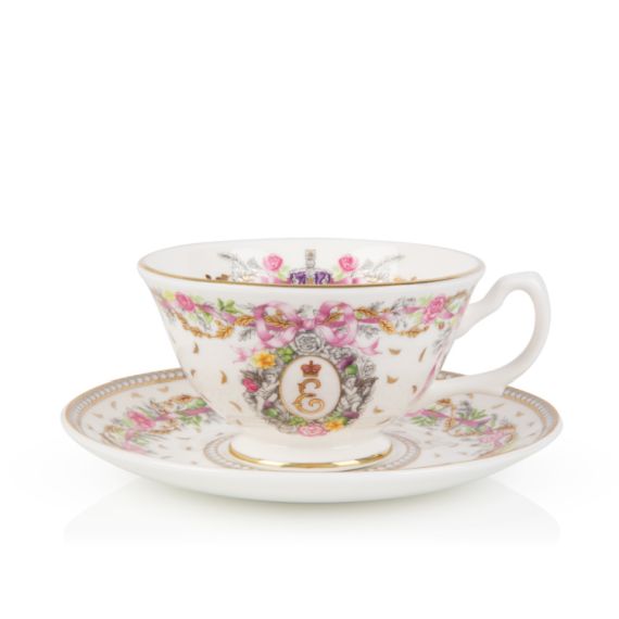Teacup and saucer front on Teacup and saucer front on
