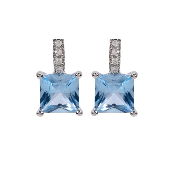 earrings with light blue gems and small silver gem details above. earrings with light blue gems and small silver gem details above.