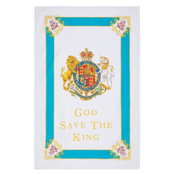 God save The King cotton tea towel, decorated with roses God save The King cotton tea towel, decorated with roses